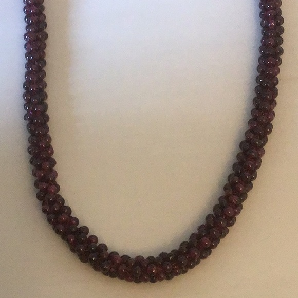 Garnet  beaded necklace 25” rope style vintage - Picture 2 of 2
